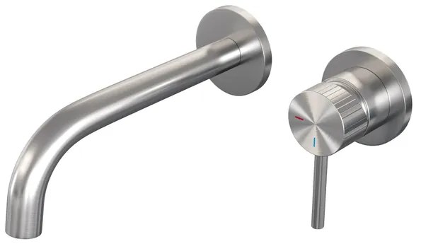 BRAUER Stripe Inbouw Wastafelmengkraan - gebogen uitloop en rozetten - model A1 - RVS-kleurig geborsteld PVD 5-NG-328