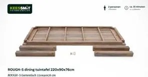 Tuin eettafel ROUGH | Rechthoekig  | Tuintafel Teakhout | 300x90cm | 8 personen | Kees Smit Tuinmeubelen