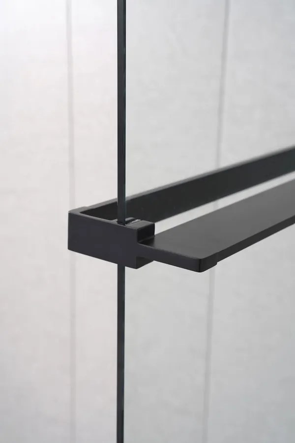 Sanigoods Obby inkortbaar handdoekrek / planchet voor douchewand mat zwart 140cm