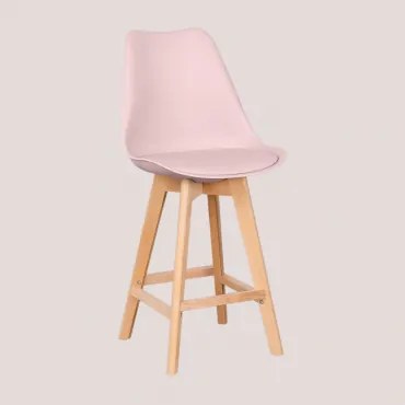 Nordic Hoge Kruk Met Kunstleren Kussen Roze – Hazelnoot & ↑65 Cm - Sklum