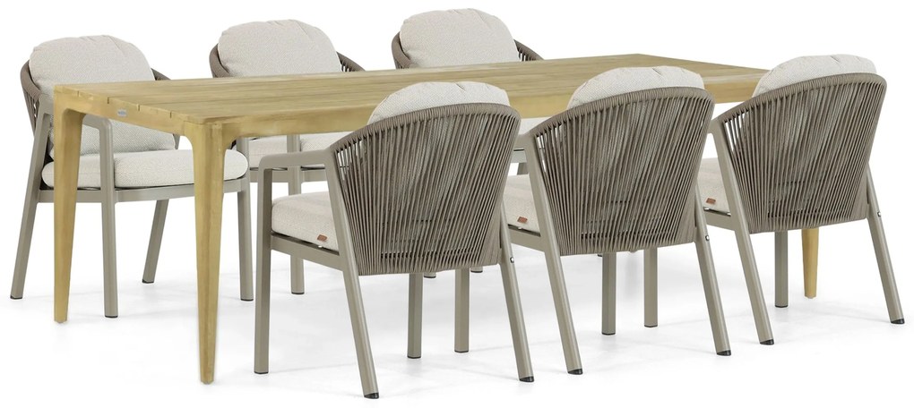 Tuinset 6 personen 240 cm Aluminium/rope Taupe Santika Furniture Santika