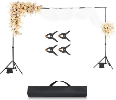 VEVOR Achtergrondstandaard Verstelbare Foto Achtergrondstandaard (Achtergronddoek: 198 x 300 cm), Draagbare Achtergrondstandaard met 5 Palen, Schermstandaard voor Productfotografie Studiofotografie