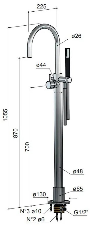 Hotbath Cobber Badkraan Vloermontage Zwart Chroom CB077