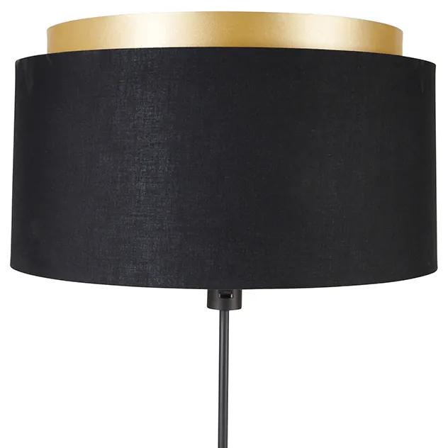 Moderne vloerlamp zwart met goud duo kap - Parte Modern E27 Binnenverlichting Lamp