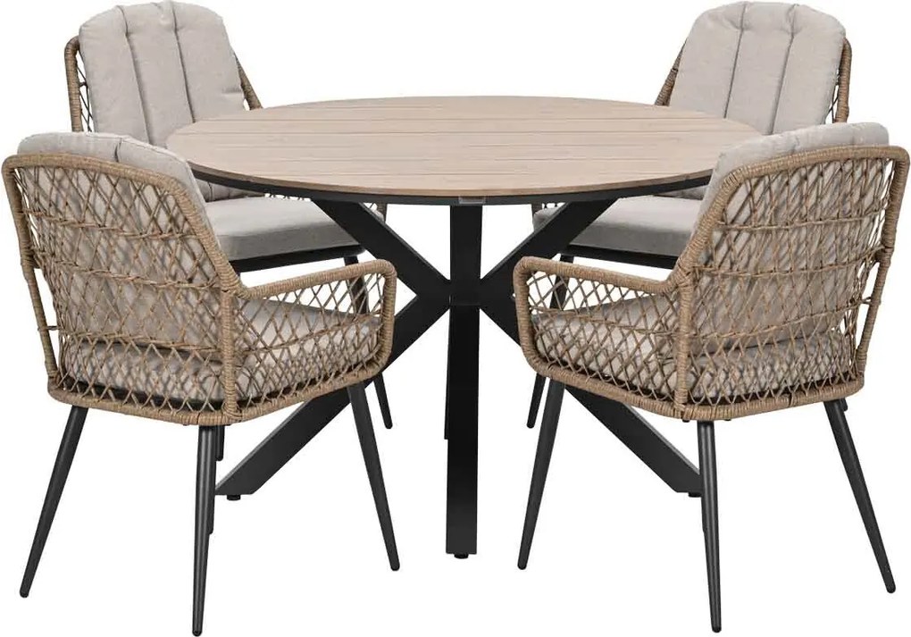 Garden Impressions Kalibo tuinset 5-delig - Tulli tuintafel Ø122 cm