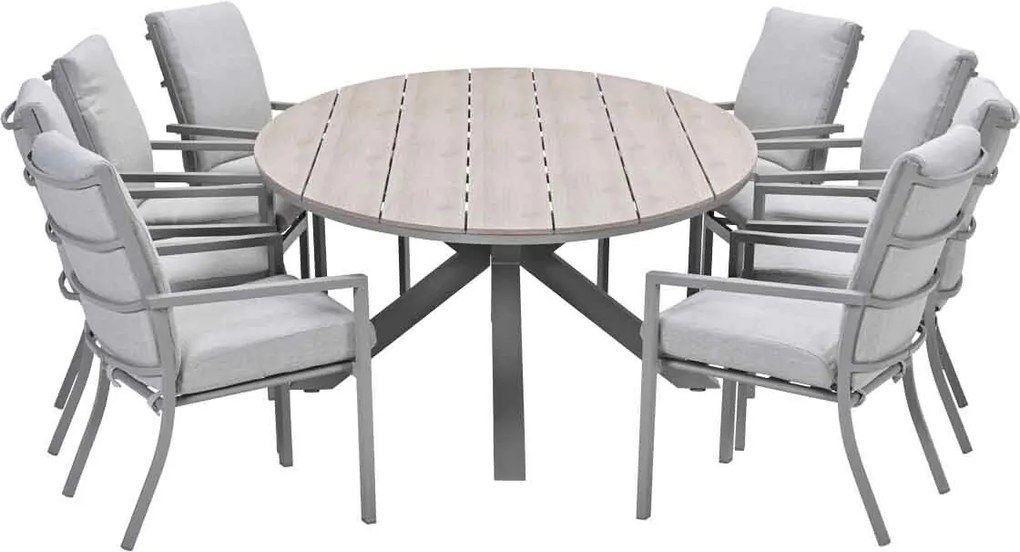 Garden Impressions Senja tuinset 9-delig valley sand - Tulli tuintafel 280x140 cm - light teak vironwood
