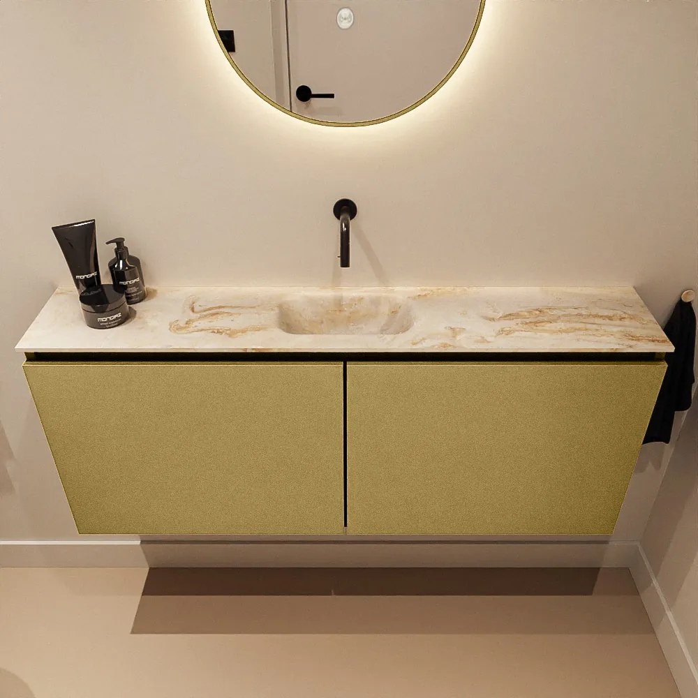 Mondiaz Ture DLux toiletmeubel 120cm oro met wastafel frappe midden zonder kraangat