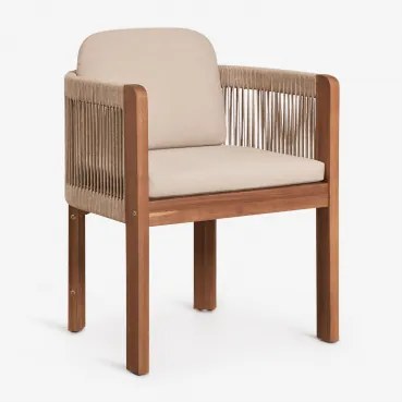 Serel Eetkamerstoel Met Armleuningen In Acaciahout En Gevlochten Touw Acacia Bruin - Sklum