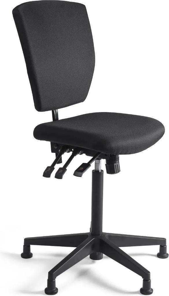 24Designs Bedrijfsstoel En Werkstoel Hoog - Stof Zwart - Zithoogte 60 - 86 Cm - Zwart Onderstel