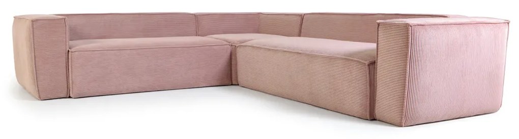 Kave Home Blok Roze Hoekbank Ribstof 290 X 290 Cm