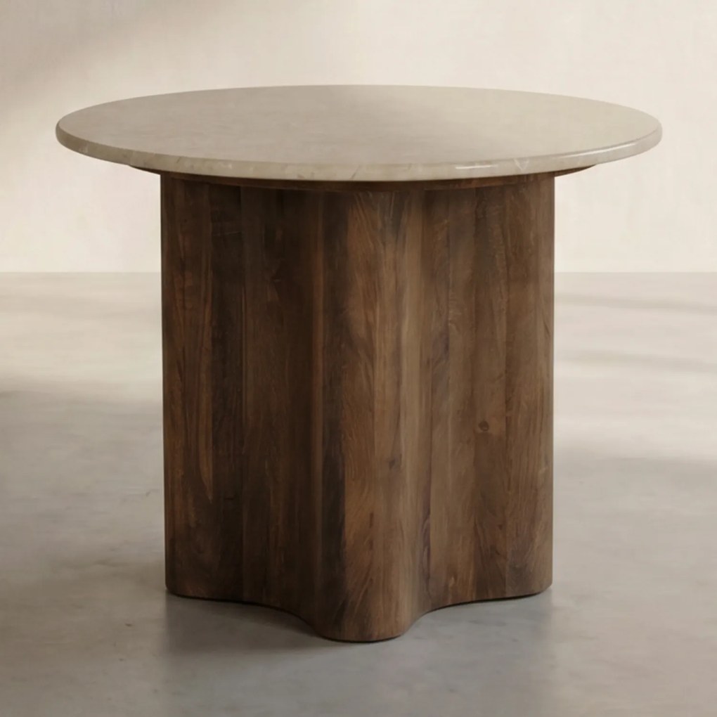 Ronde Botticino Bijzettafel - 50 X 50cm.