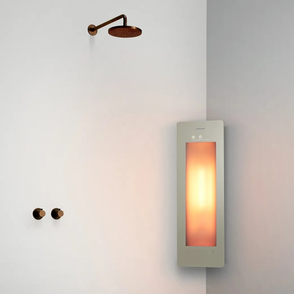 Sunshower Round Plus Small Sand White infraroodlamp en UV 33x95x10cm hoekopbouw