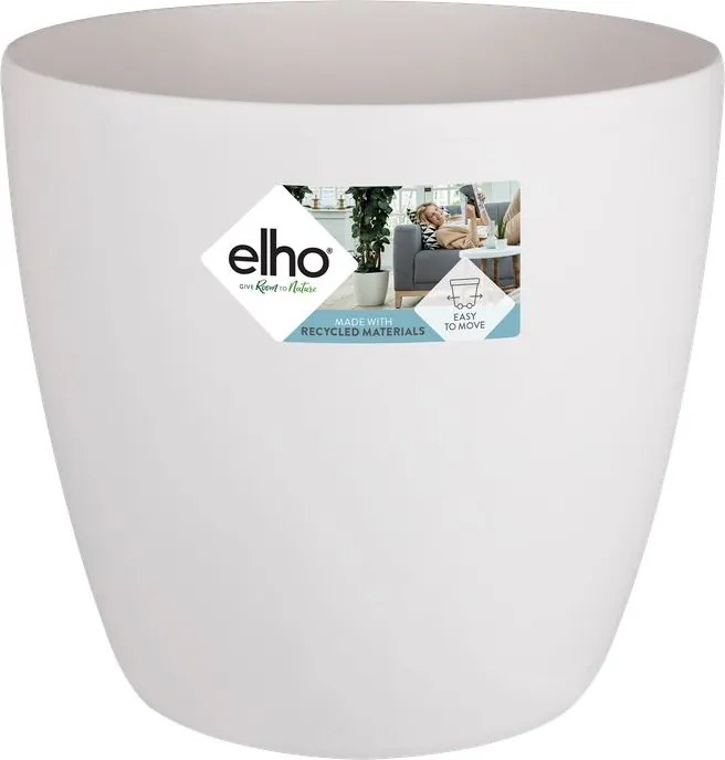 elho Brussels Rond Wielen 47 - Wit (Wit) - Diameter 47 x H 44 cm - Ideaal voor binnen - 100% gerecycled