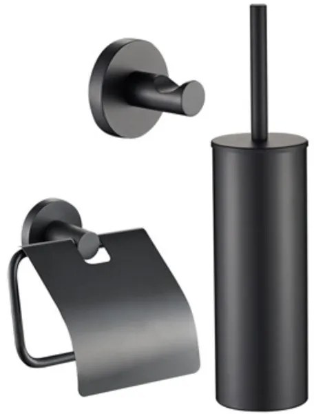 Plieger Vigo toiletset - closetborstelgarnituur, haak enkel en closetrolhouder m. klep zwart 4784438