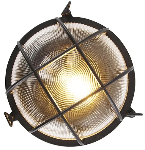 Industriële ronde wandlamp zwart IP44 - Noutica