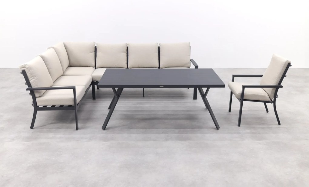 Sergio lounge dining set met stoel - Carbon/Desert - 3-delig links