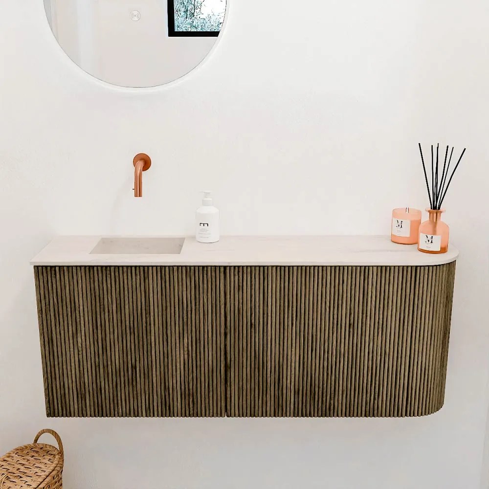 Mondiaz Joya DLux 100cm toiletmeubel ronding rechts dusk met wastafel faye links zonder kraangat meli