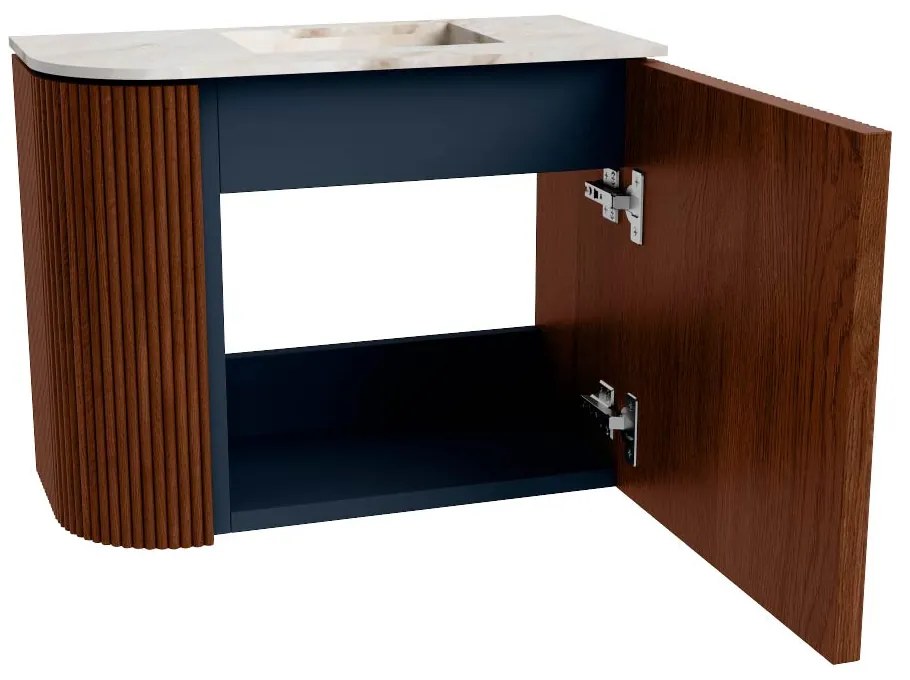 Mondiaz Joya DLux 50cm toiletmeubel ronding links ruby met wastafel faye rechts zonder kraangat frappe