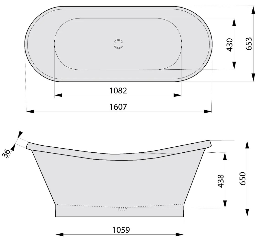 Polysan Oxford vrijstaand bad wit 160x65cm