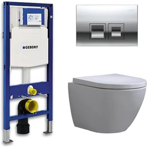 Geberit Up 100 Toiletset - Inbouw WC Hangtoilet Wandcloset - Shorty Delta 50 Glans Chroom