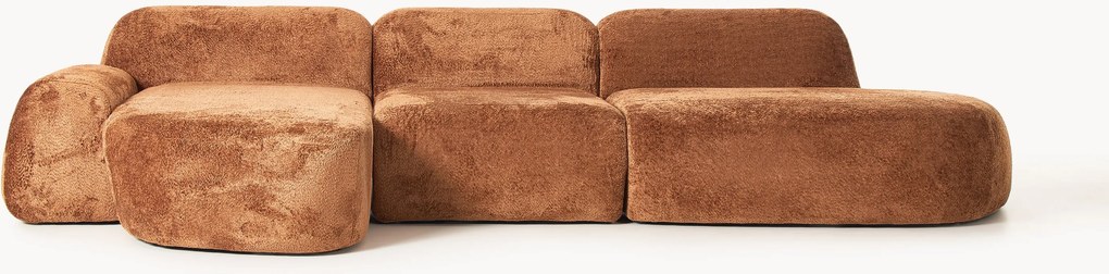 Modulaire teddy-bouclé hoekbank Wolke (4-zits)