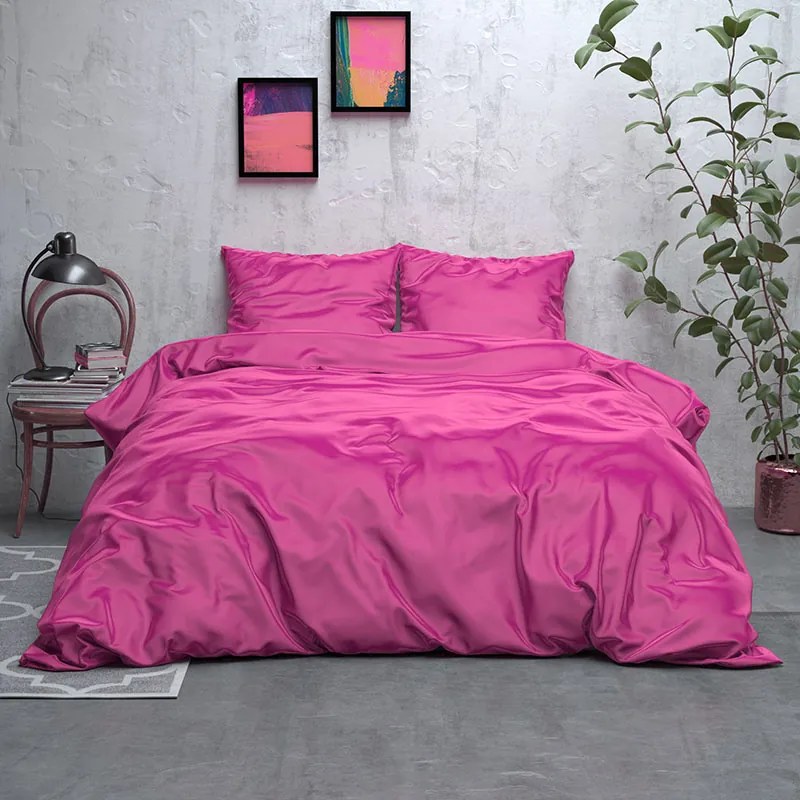 Sleeptime Elegance Satijn Geweven Uni - Hot Pink 1-persoons (140 x 220 cm + 1 kussensloop) Dekbedovertrek