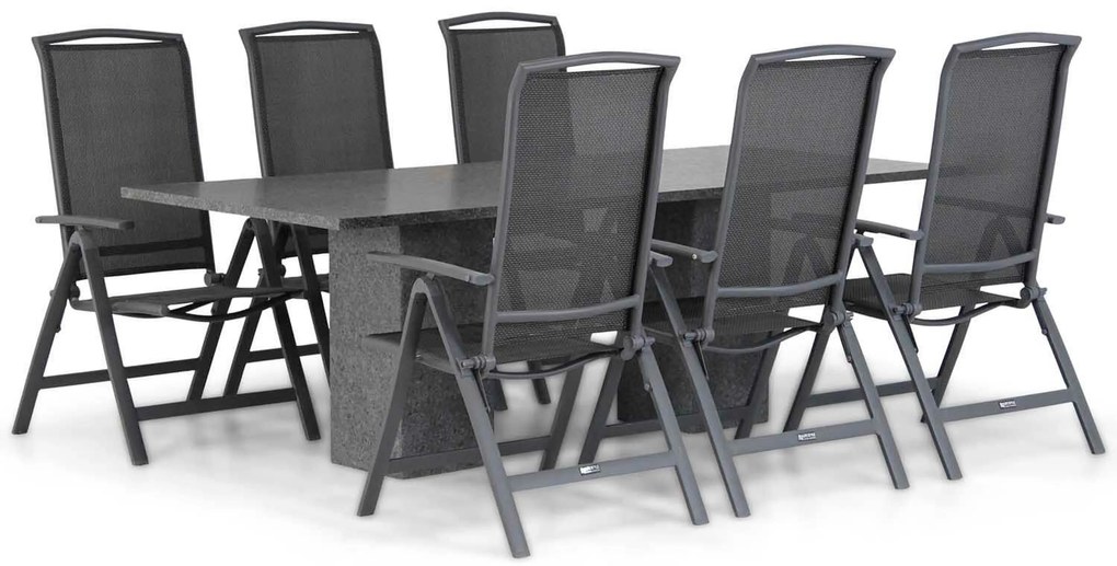 Tuinset 6 personen 220 cm Aluminium/textileen Grijs Lifestyle Garden Furniture Tirana/Graniet