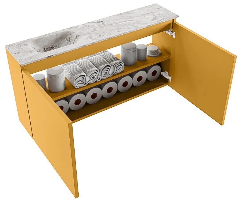 Mondiaz Ture DLux toiletmeubel 100cm ocher met wastafel glace links met kraangat