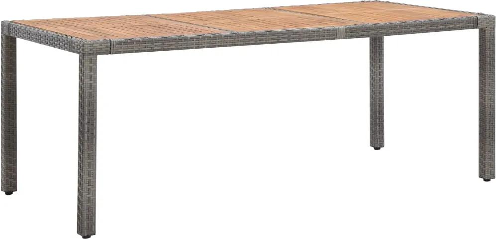 Tuintafel 190x90x75 cm poly rattan en massief acaciahout grijs
