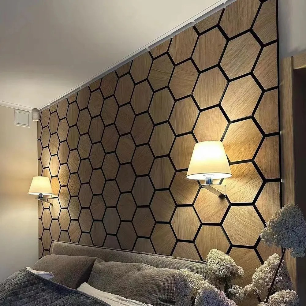 Hexagon Vilt Woodie Paneel Medium (kopie) -  cm x  cm x  cm | 2.8 kg | Paneli akoestische wandpanelen - AKU Wandpanelen