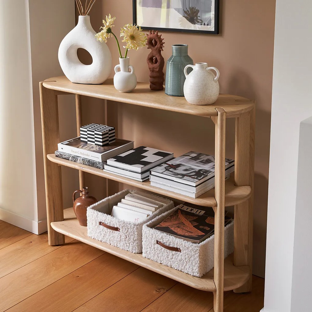 Console met 3 planken, massief eiken, ELMO