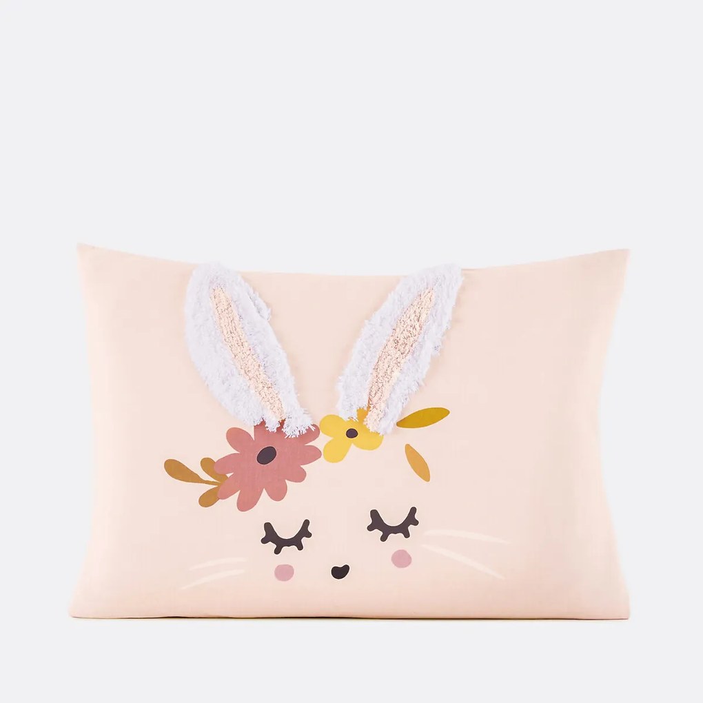 Kussensloop in biologisch katoen, Lapin fleuri