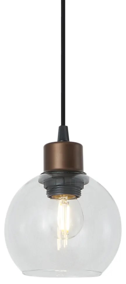 Moderne hanglamp brons met helder glas voor railsysteem 1-fase - Iconic Lava