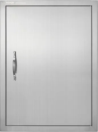 VEVOR Grilltoegangsdeur, 508 x 686 mm, enkele buitenkeukendeur, vlak gemonteerde roestvrijstalen deur, verticale wanddeur met handgreep, voor grill-eiland, grillstation, buitenkast