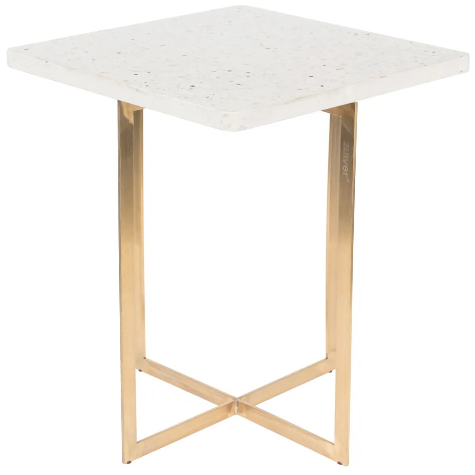 Zuiver Luigi Square Bijzettafel Terrazzo Wit - 40 X 40cm.