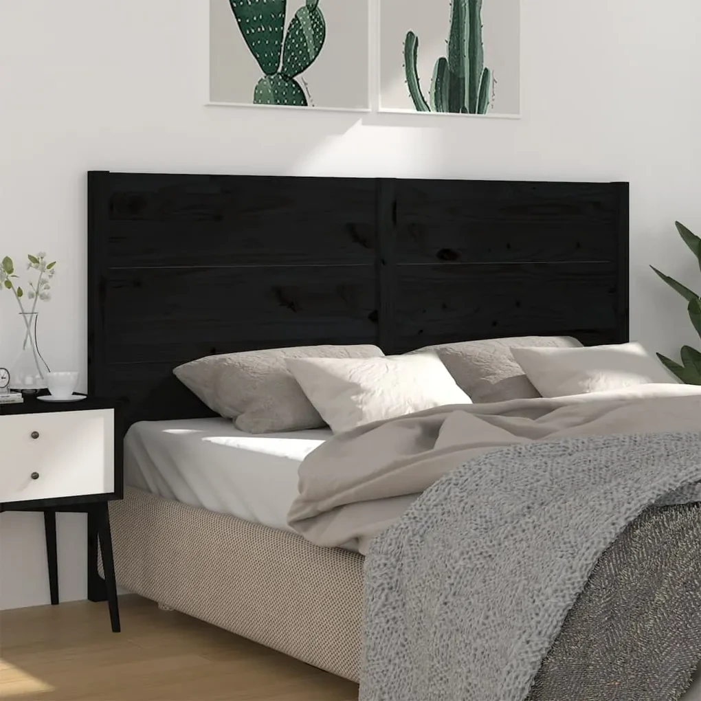 vidaXL Hoofdbord 156x4x100 cm massief grenenhout zwart