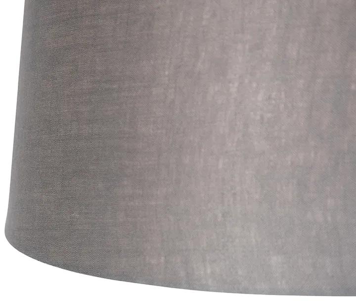 Eettafel / Eetkamer Hanglamp zwart met linnen kappen antraciet 35 cm 2-lichts - Blitz Modern E27 cilinder / rond rond Binnenverlichting Lamp