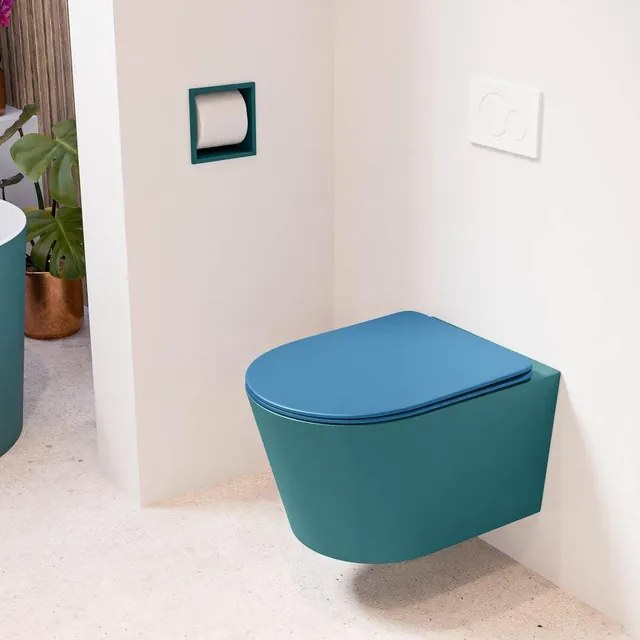 MONDIAZ LAVIE wandclosetpack - 36x53cm - diepspoel - rimless - Smag (blauw) - softclose - quick-release - toiletzitting - Jeans (blauw) LAVIEsetSmaJea
