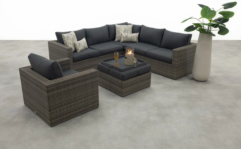 Atlanta wicker loungeset 5-delig – Organic grey - Garden impressions