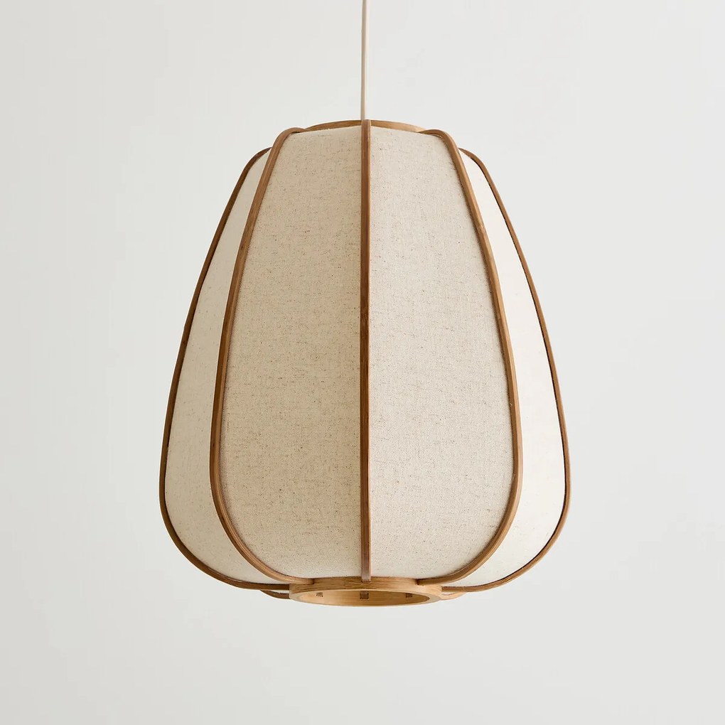 Hanglamp, van linnen en bamboe, diameter 32 cm, ANARA