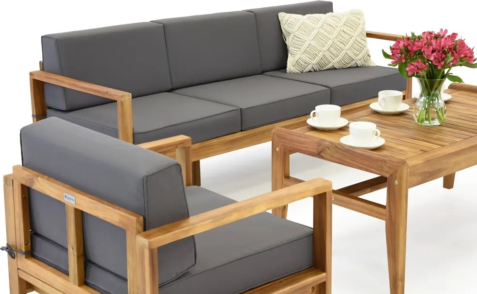 Acaciahouten tuinmeubelen Maskat Coffee 5 met Garden Point poefs