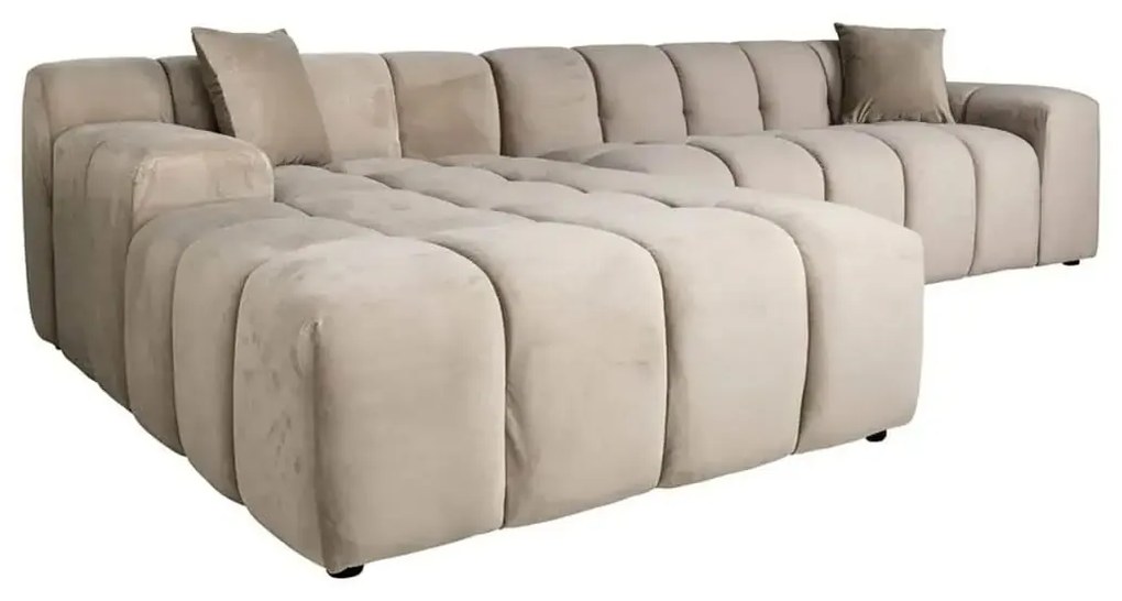 Richmond Interiors Cube Sofa Hoekbank Khaki Velvet Lounge Links + 3 Zits