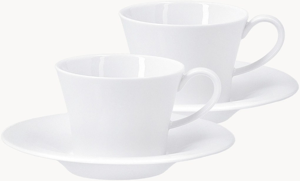 Handgemaakte porseleinen espressokopjes Berlin met schoteltjes, 4-delig