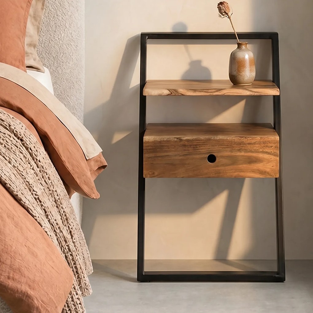 Nachtkastje Industrieel Design - 45x35x77cm.