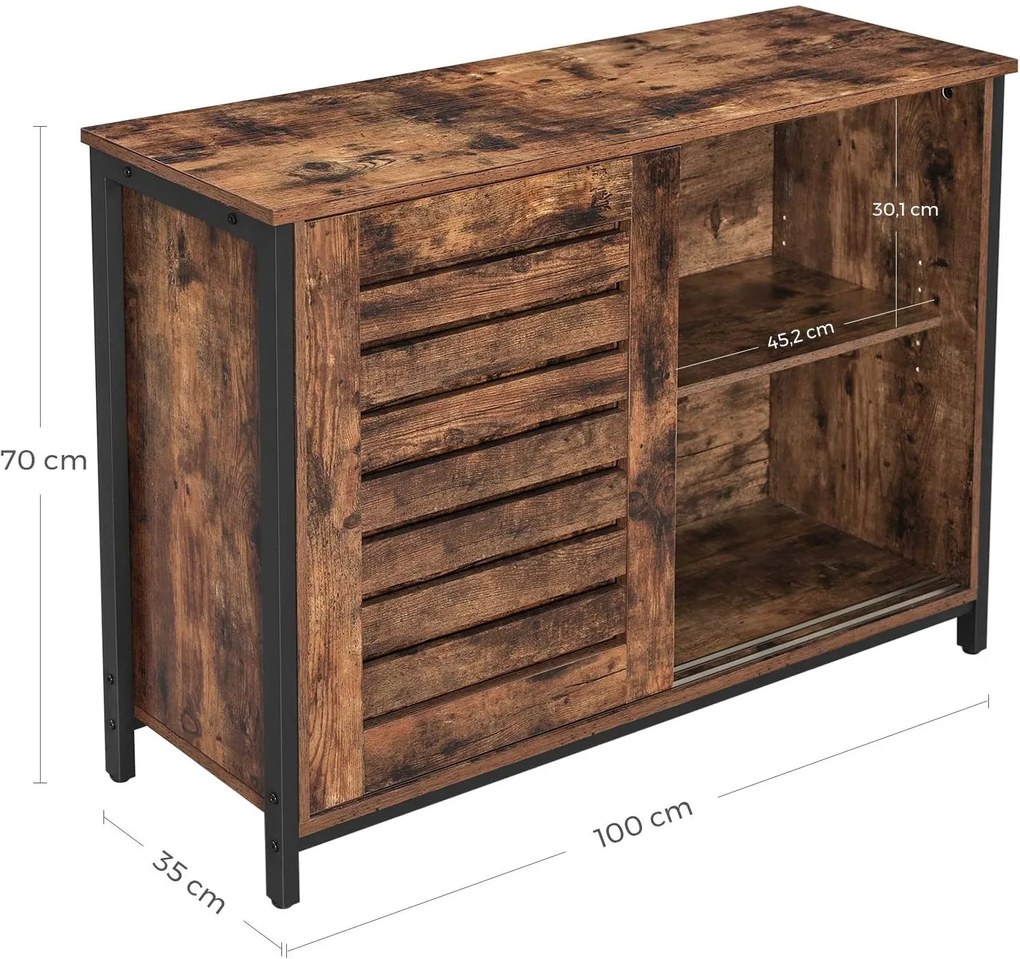 Nancy's Bristol Opbergkast - Commode Kasten - Industriële Kast - Dressoir - Kast met 2 Planken en 2 Deuren - 100 x 35 x 70 cm (L x B x H)