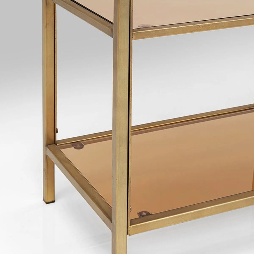 Laag Wandrek Staal Met Glas Goud - 115x30x100cm.
