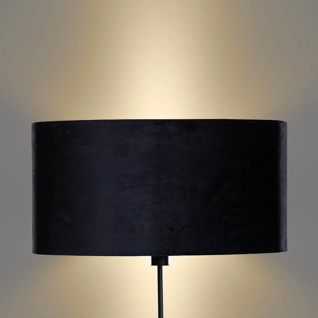 Vloerlamp zwart met ovale velours kap zwart 50cm - Parte Modern, Klassiek / Antiek E27 rond Binnenverlichting Lamp