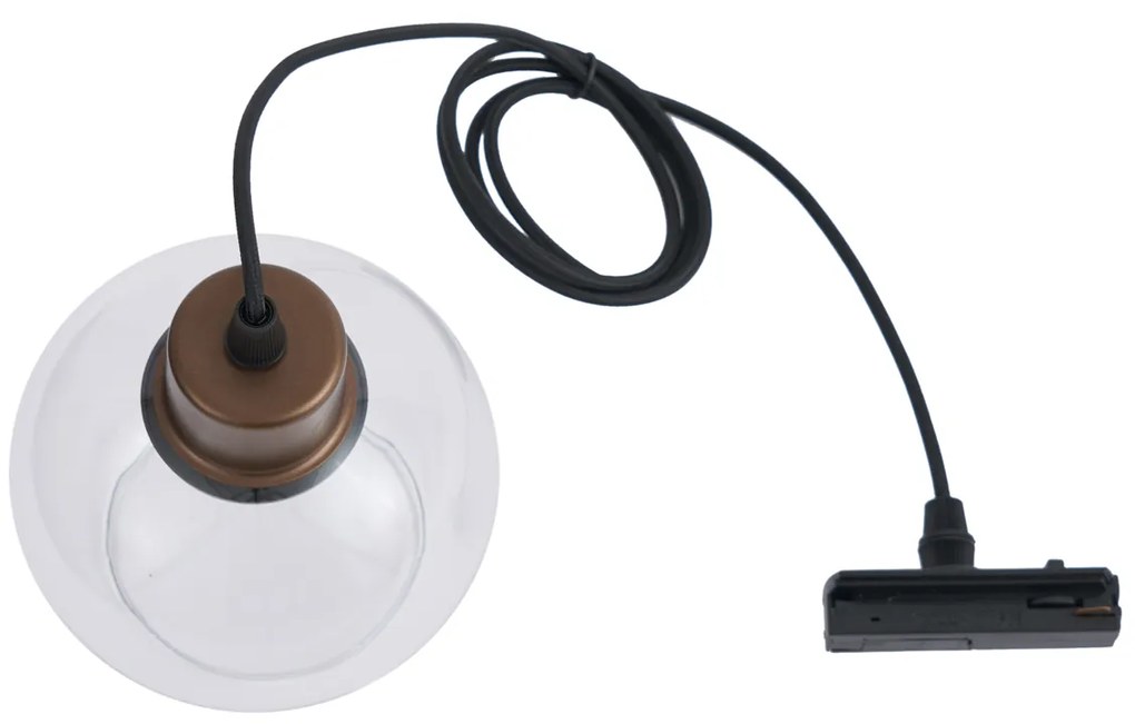 Moderne hanglamp brons met helder glas voor railsysteem 1-fase - Iconic Lava
