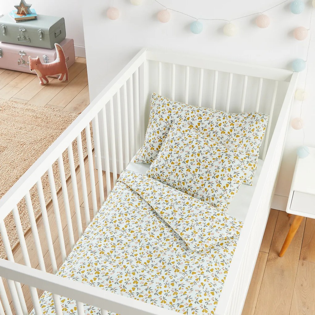 Dekbedovertrek voor babybed 20% gerecycled katoen, Poire