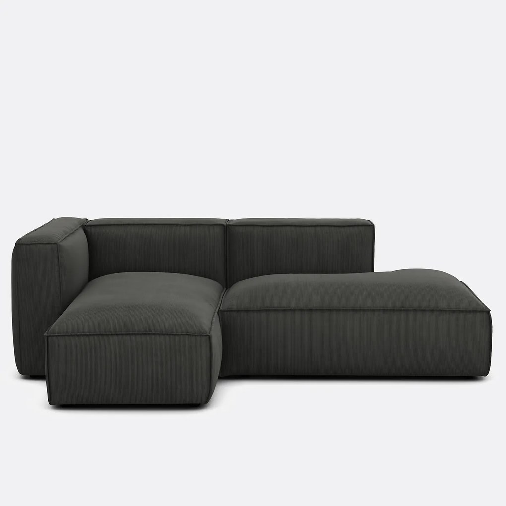 Loungebank element rechts voor modulaire bank, in ribfluweel, SEVEN